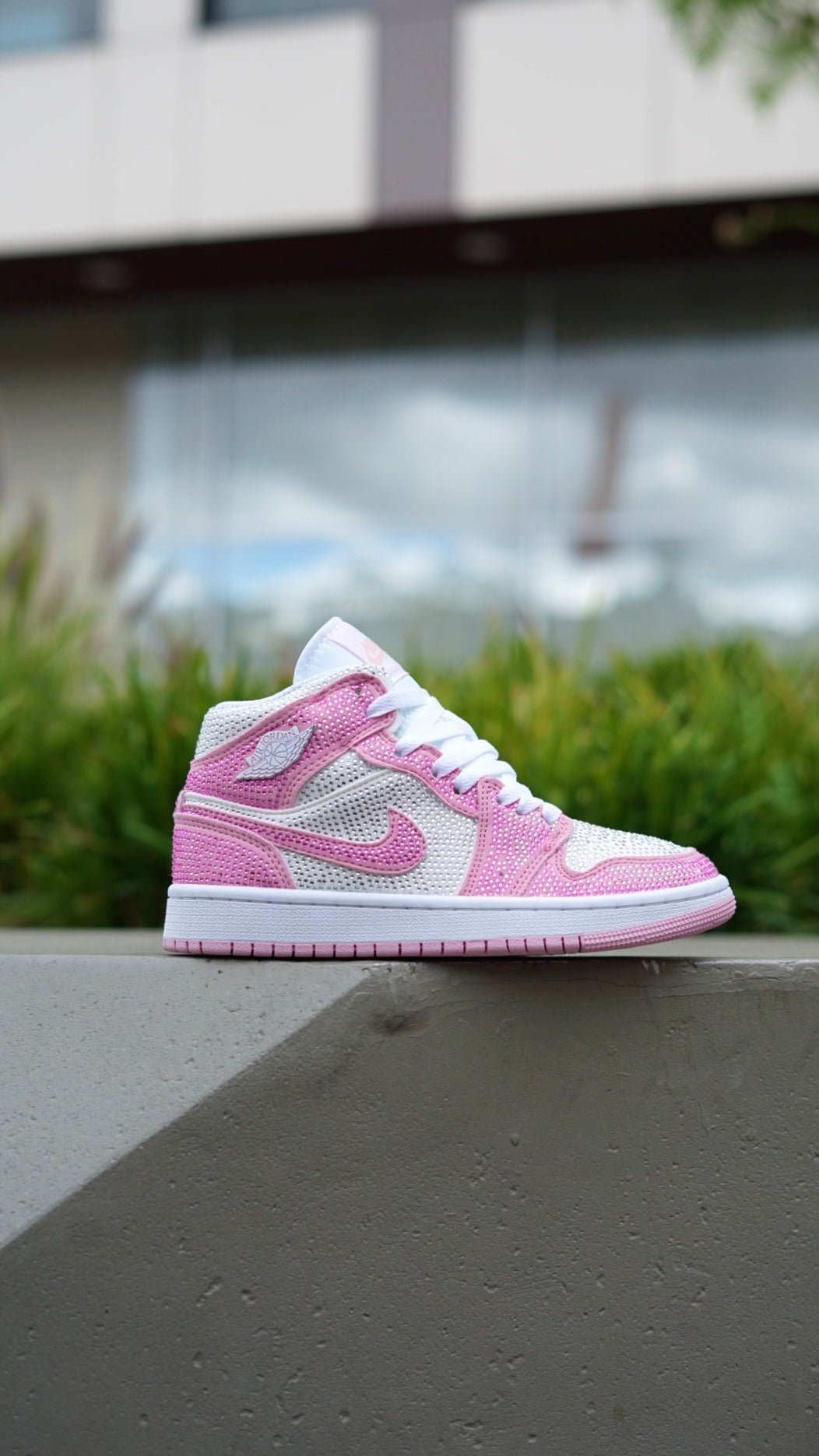 Jordan R1 rosada diamantada