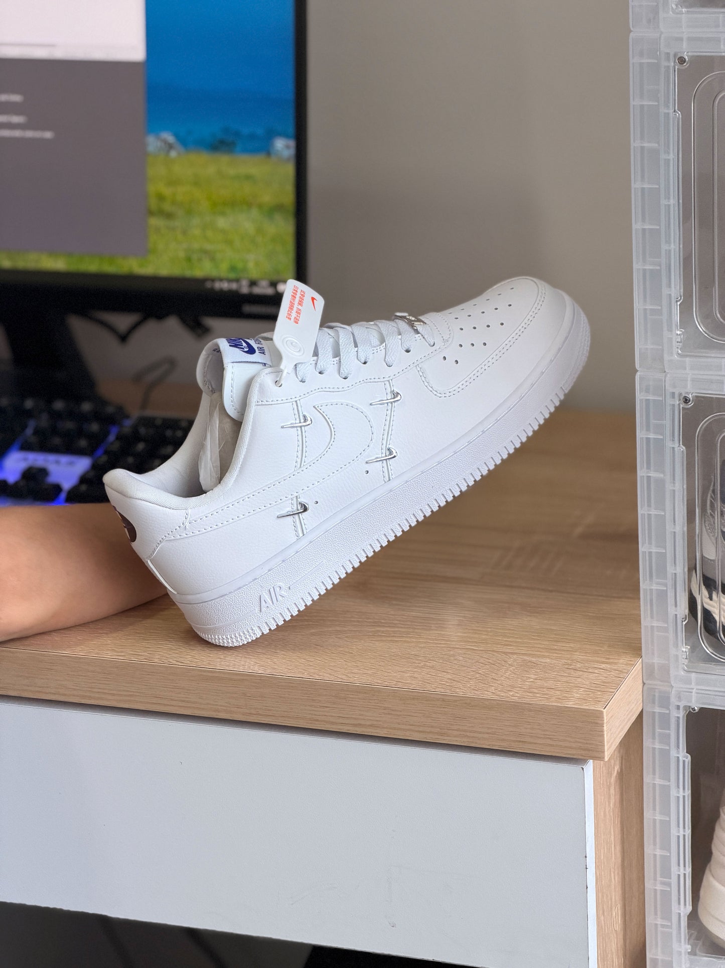 Nike force 1 swoosh metalicos