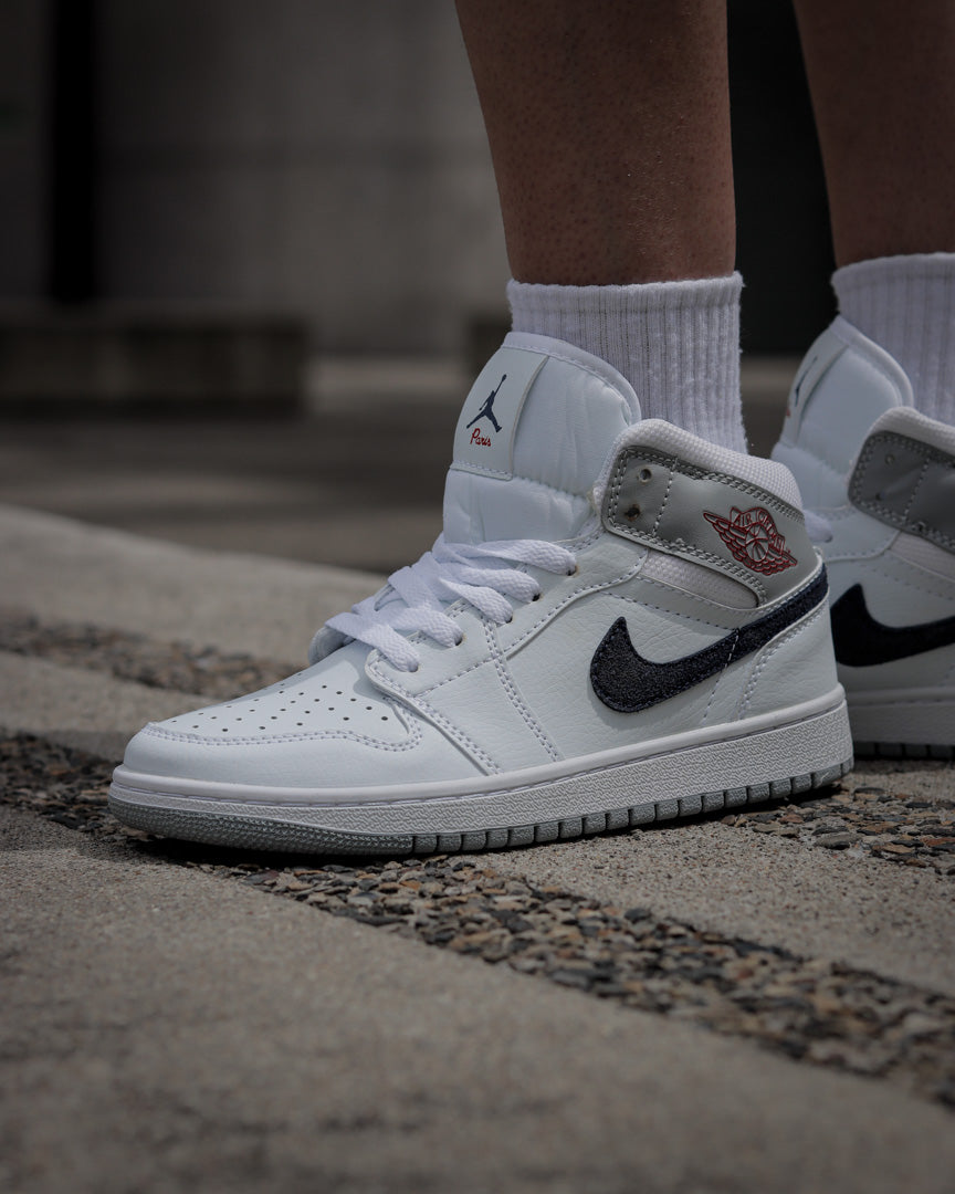 Air Jordan Retro 1 High Blanco-Gris