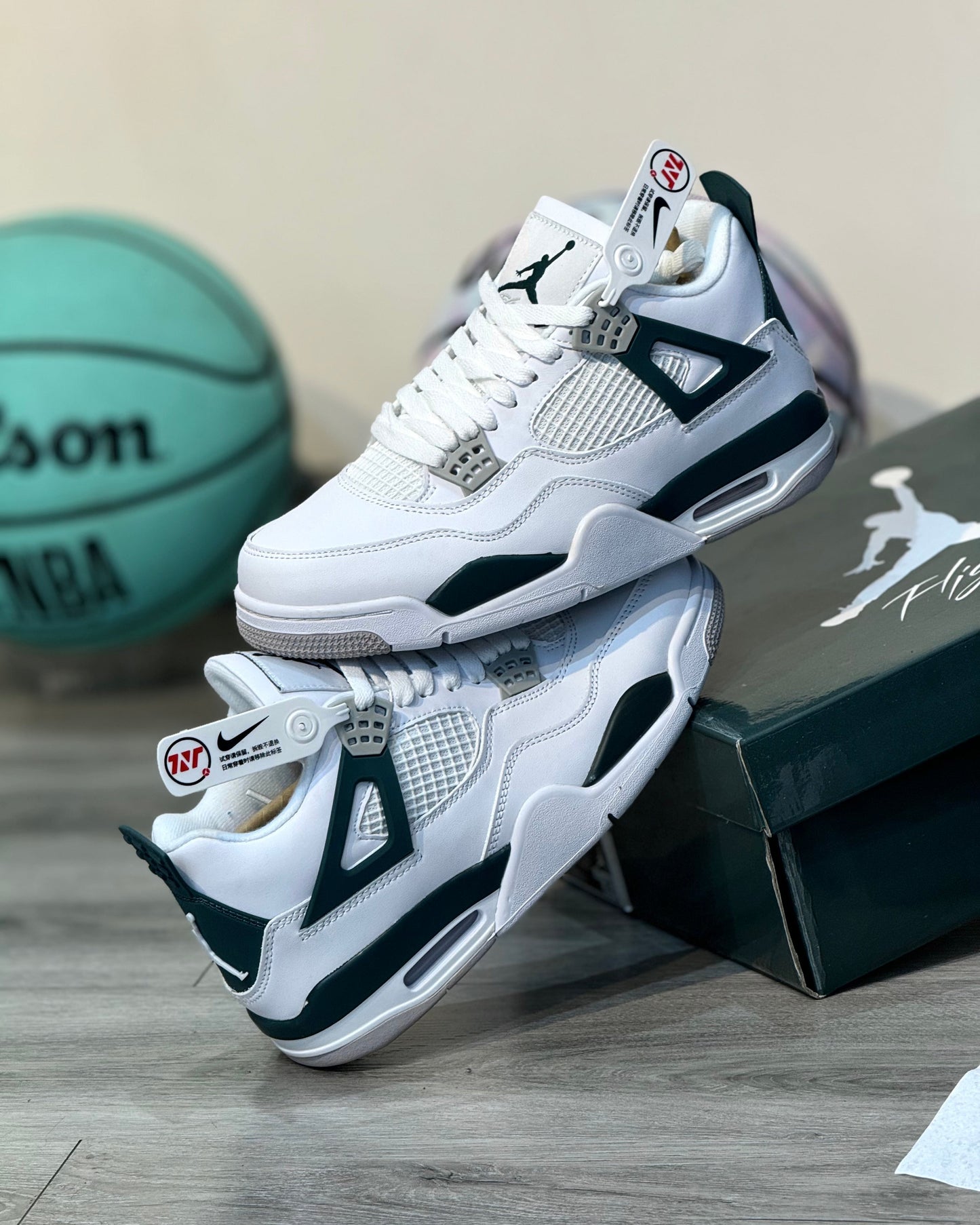 Air Jordan Retro 4 Blanco-Verde