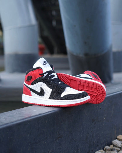 Jordan R1 blanco negro diamantada