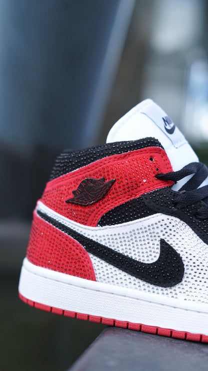 Jordan R1 blanco negro diamantada