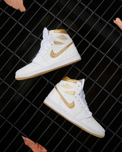 Air Jordan Retro 1 High Blanco-Dorado