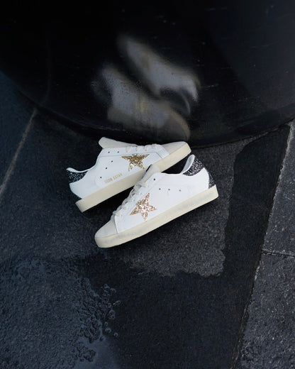 Golden goose beige negro brillantes