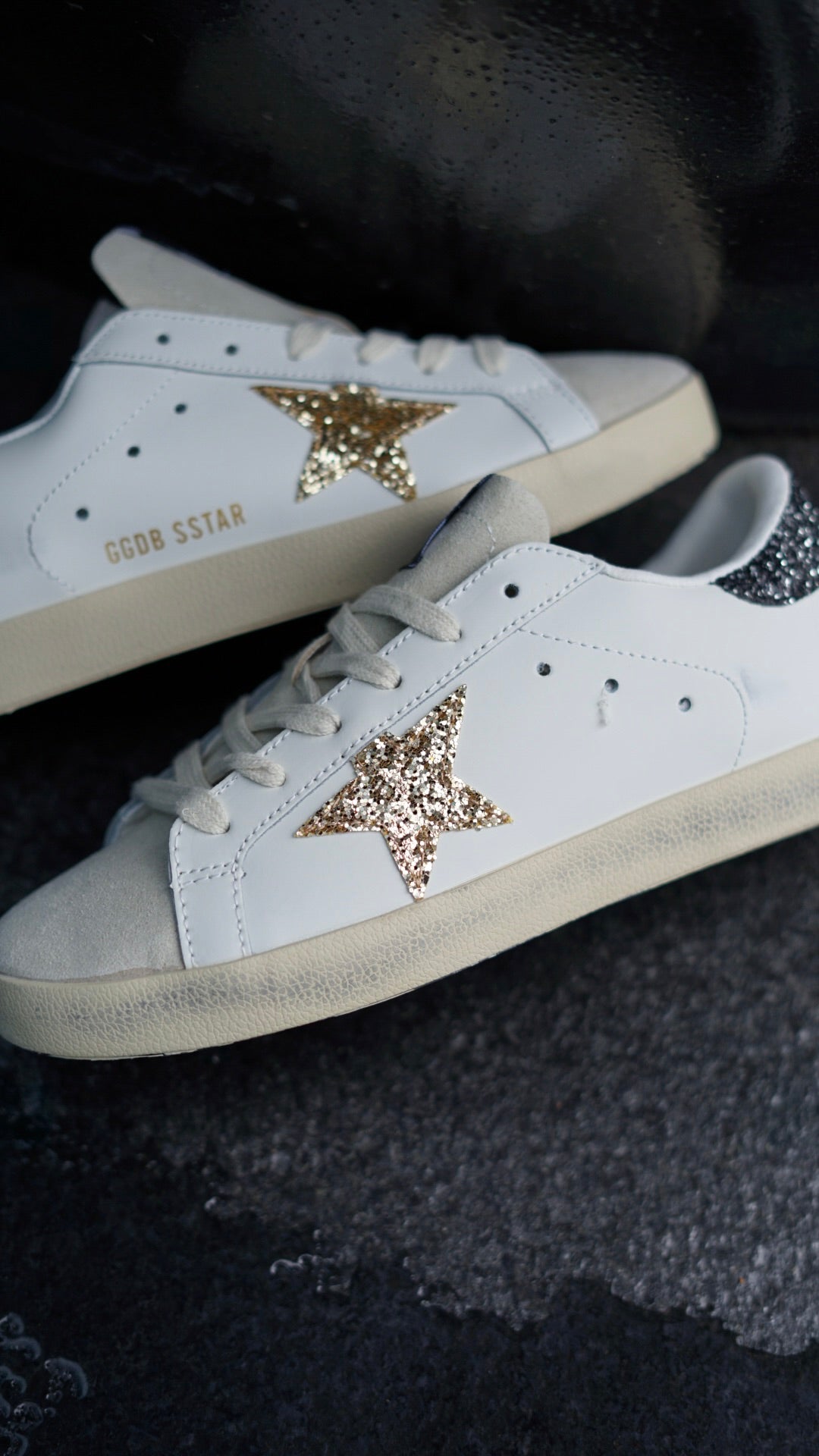 Golden goose beige negro brillantes