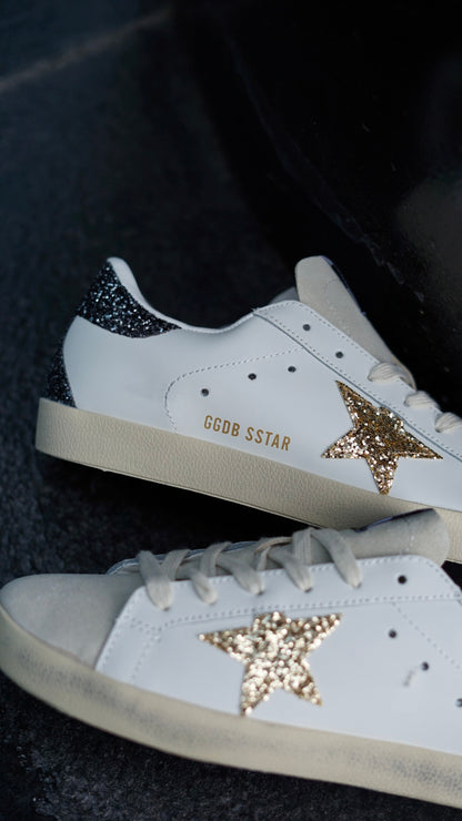 Golden goose beige negro brillantes