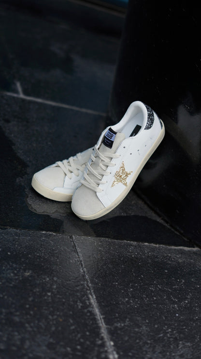Golden goose beige negro brillantes