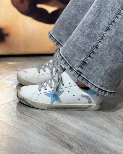 Golden Goose Super-Star Blanco-Azul