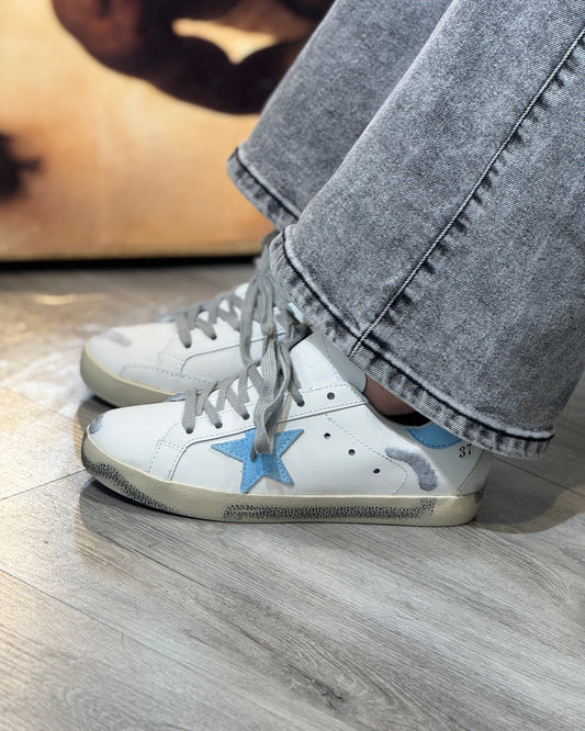 Golden Goose Super-Star Blanco-Azul