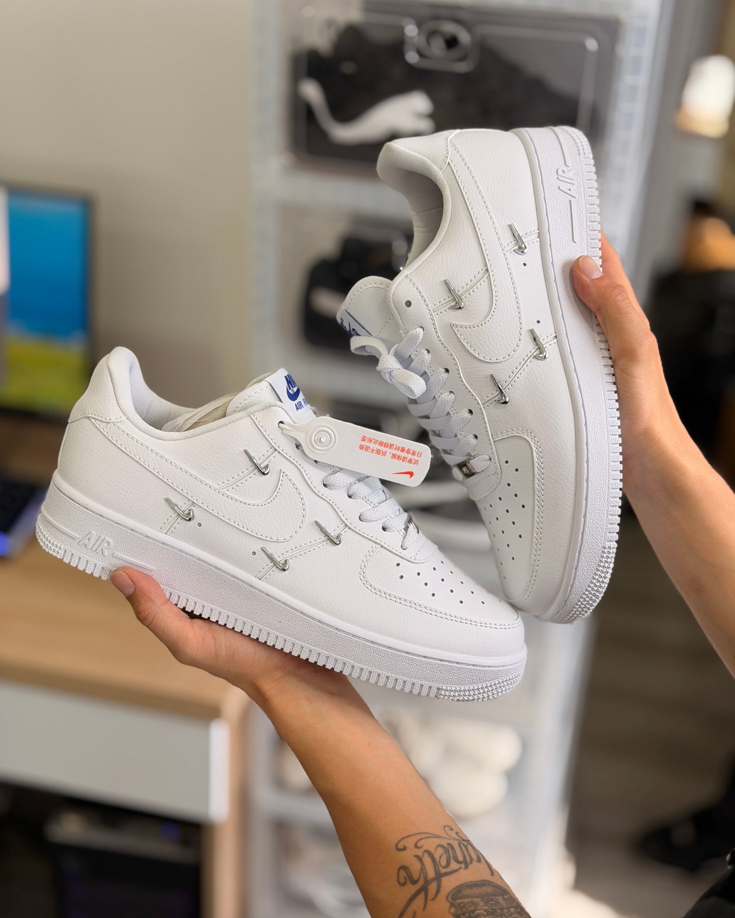 Nike force 1 swoosh metalicos